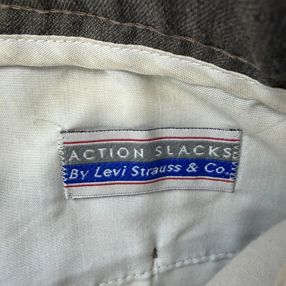 Vintage Levis Action Slacks Pants‎ Mens 32x30 (32x26) Brown Flat Front Dress